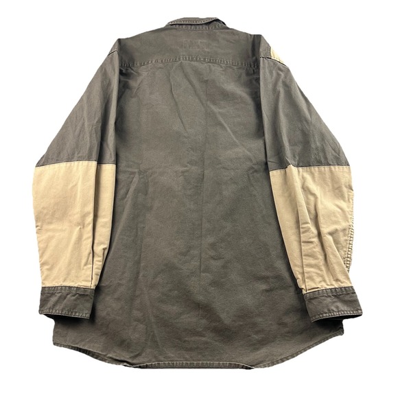 Cabelas Canvas Shooting Shirt Youth XL Hunting Shoulder Pad Green Field Safari - Picture 2 of 13